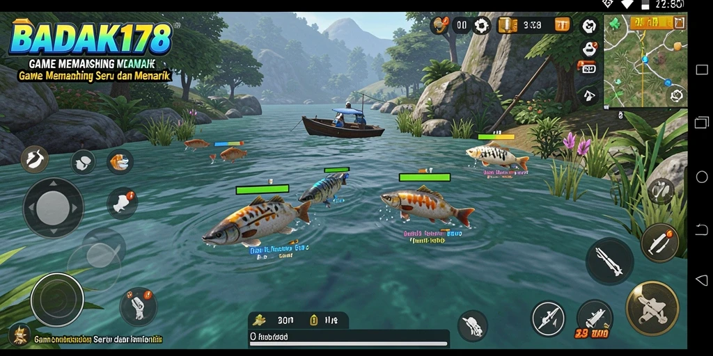 Tampilan menarik dari gameplay memancing di BADAK178 dengan grafis cantik.