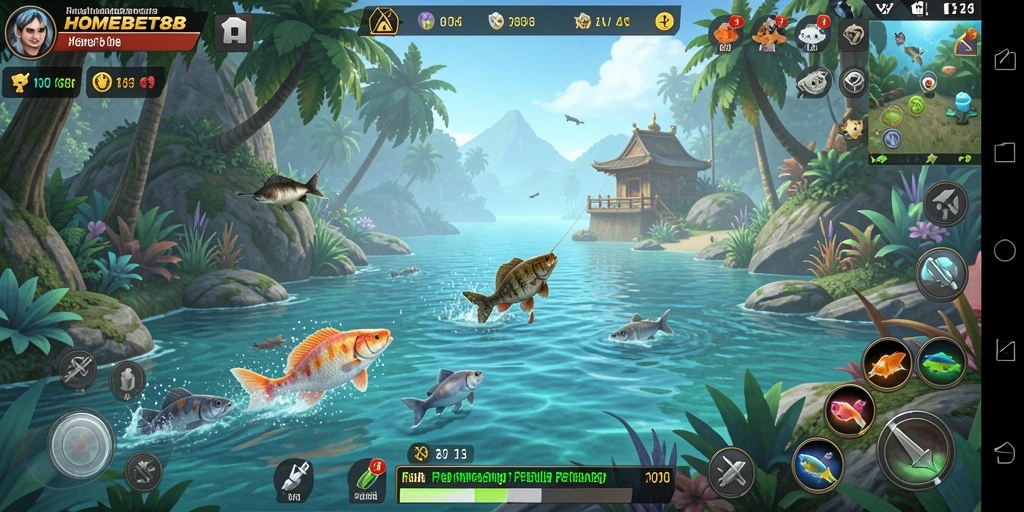 Tampilan gameplay memancing yang seru dan menarik di HOMEBET88.