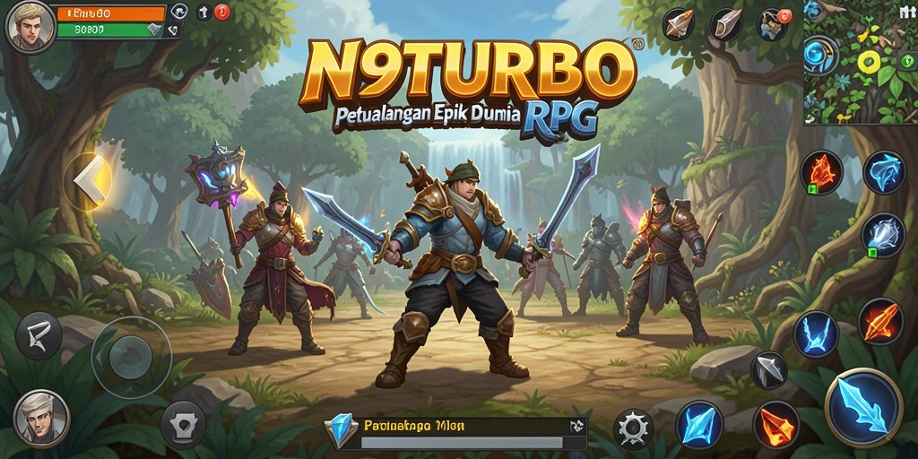 Tampilan gameplay seru N9TURBO dalam dunia RPG.