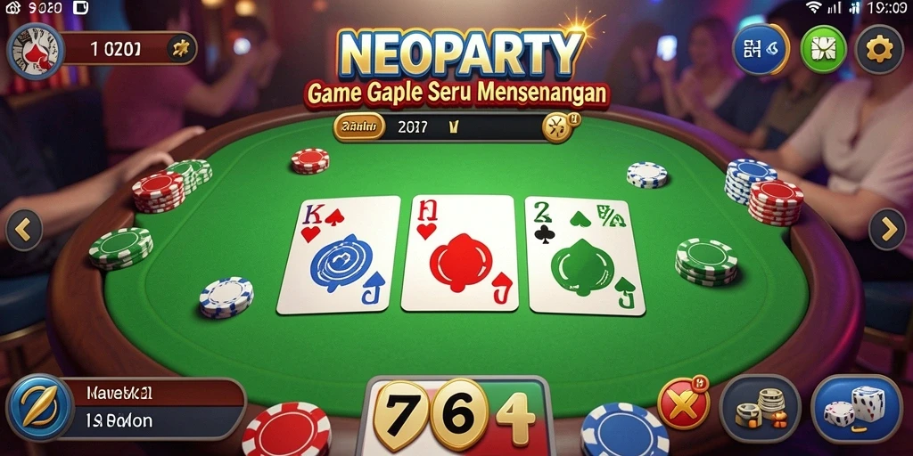 Tampilan gameplay seru dari NEOPARTY dengan pemain yang sedang bermain Gaple.