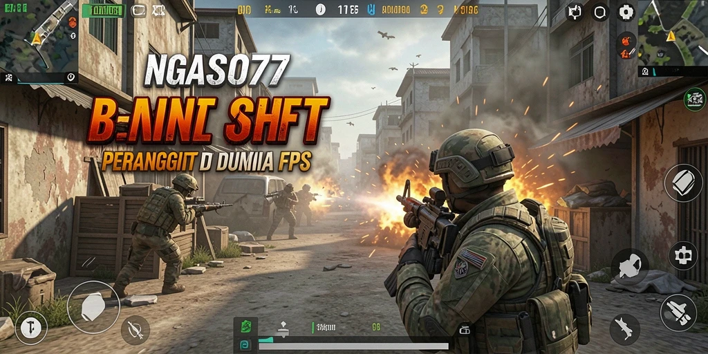 Screenshot gameplay NGASO77 saat aksi tembak-menembak intens.