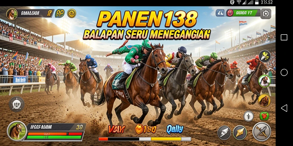 Screenshot gameplay PANEN138 menampilkan balapan seru di lintasan.