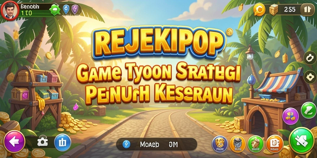 Screenshot gameplay <strong>REJEKIPOP</strong> menampilkan pengelolaan bisnis yang menyenangkan.
