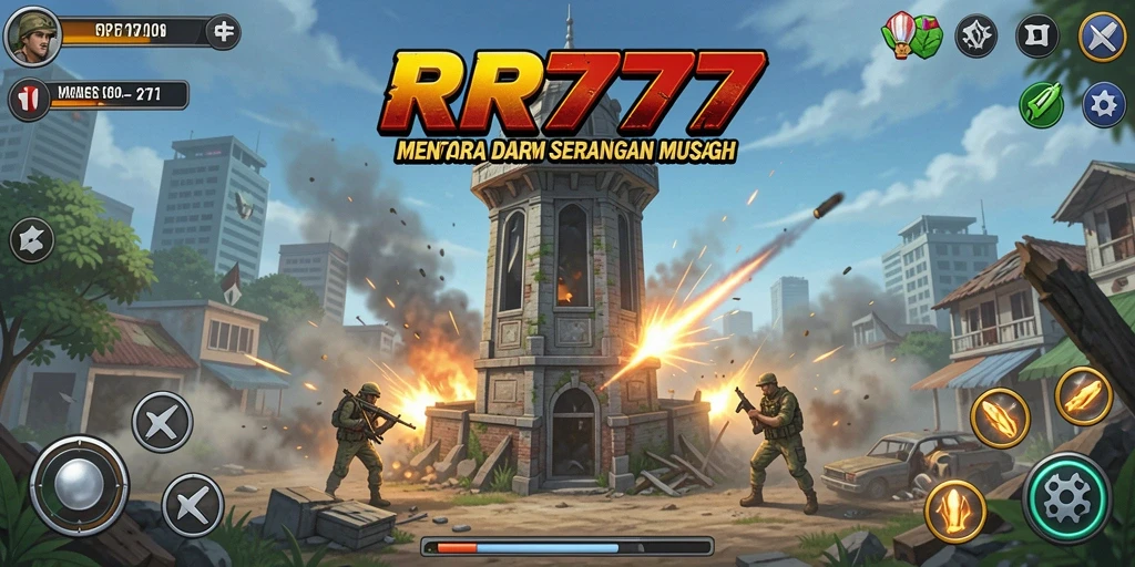 Tangkapan layar gameplay RR777 menampilkan strategi bertahan menara yang mendebarkan.